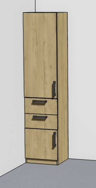 Шкаф с двумя распашными фасадами и двумя ящиками